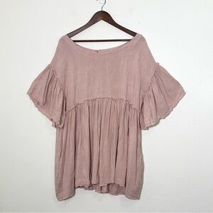 Talulah Pink Oversized Babydoll Tunic Top Boho Cottagecore Lagenlook M